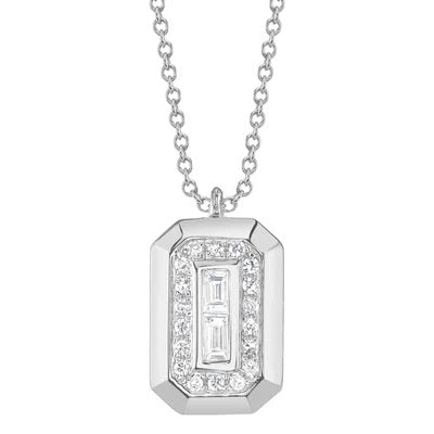 Maharaja Collection Baguette Diamond Necklace in 14K White Gold (0.09ct)