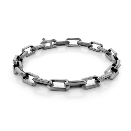 Maharaja Collection Rectangle Link Bracelet in Gunmetal Stainless Steel (8)