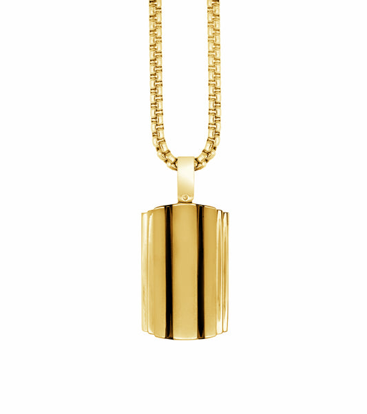 Maharaja Collection Brushed Black Center Line Men's Gold Plated Necklace, 22"
