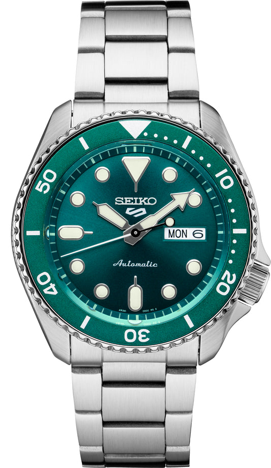 Maharaja Collection Seiko 5 Sports 40mm Green Dial Automatic Watch in Stainless Steel