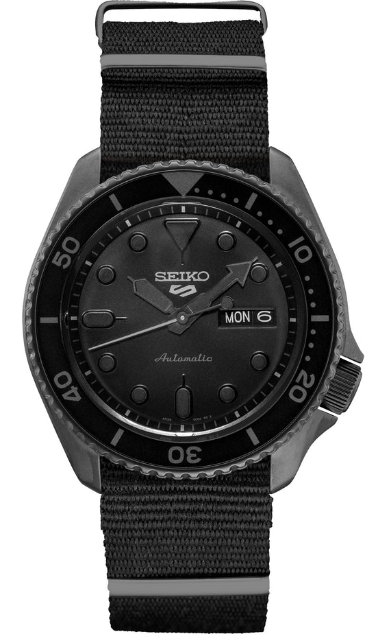Maharaja Collection Seiko 5 Sports BIF Automatic Black Dial Watch in Stainless Steel