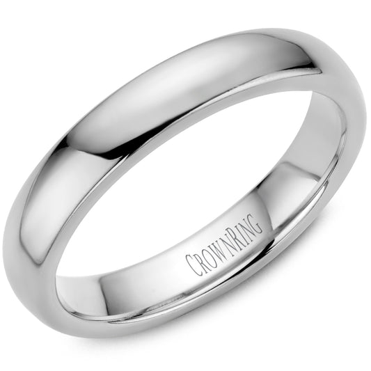 Maharaja Collection Lite High Polish Comfort Fit 4mm Wedding Band in 14K White Gold