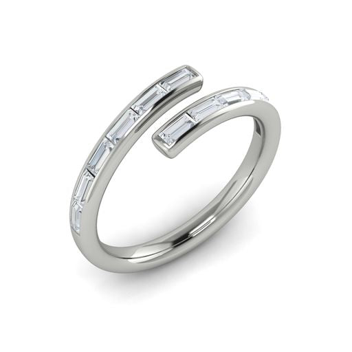 Maharaja Collection Baguette Diamond Bypass Ring in 14K White Gold (0.54tdw)