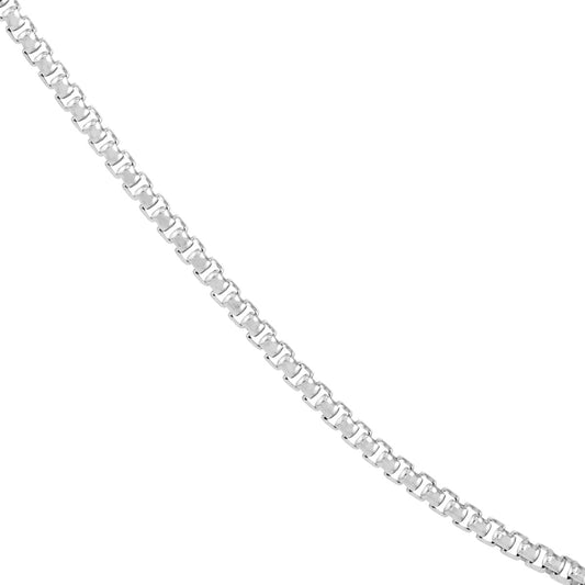 Maharaja Collection Round Box Chain with Pear Lobster Lock Necklace in Sterling Silver (24")