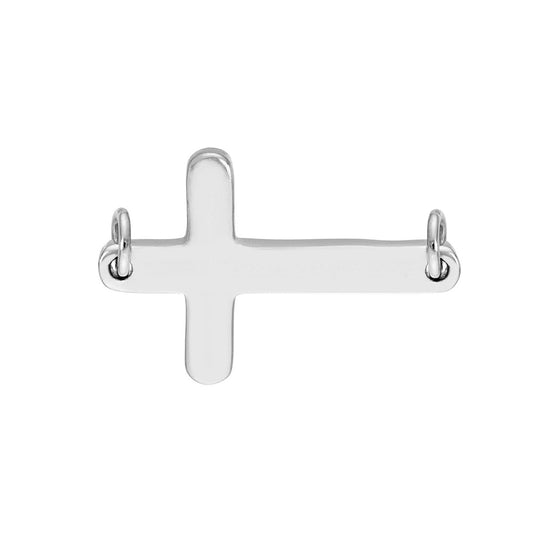Maharaja Collection Cross Charm Pendant with Two Jump Rings in 14K White Gold