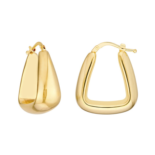 Maharaja Collection Tapered Squared Hoop Earrings in 14K Yellow Gold