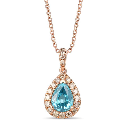 Maharaja Collection Round Blueberry Zircon and Nude Diamond Pendant in 14K Strawberry Gold (2.23ctw)