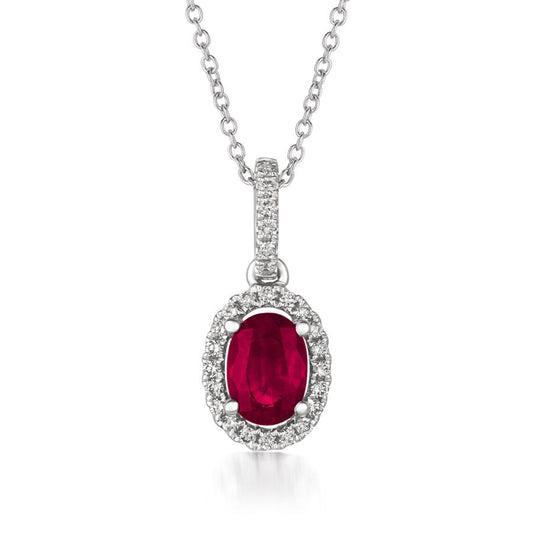 Maharaja Collection Round Ruby and Vanilla Diamond Pendant in 14K Vanilla Gold (0.48ctw)