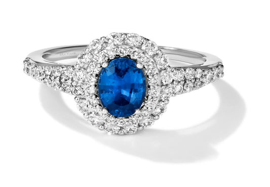 Maharaja Collection Blueberry Sapphire and Vanilla Diamond Ring in Platinum (1.44ct)
