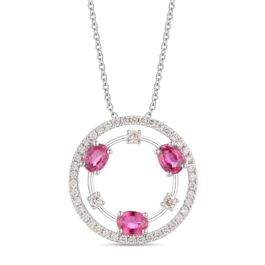 Maharaja Collection Round Passion Ruby and Vanilla Diamond Pendant in Le Vian Vanilla Gold (0.87ctw)