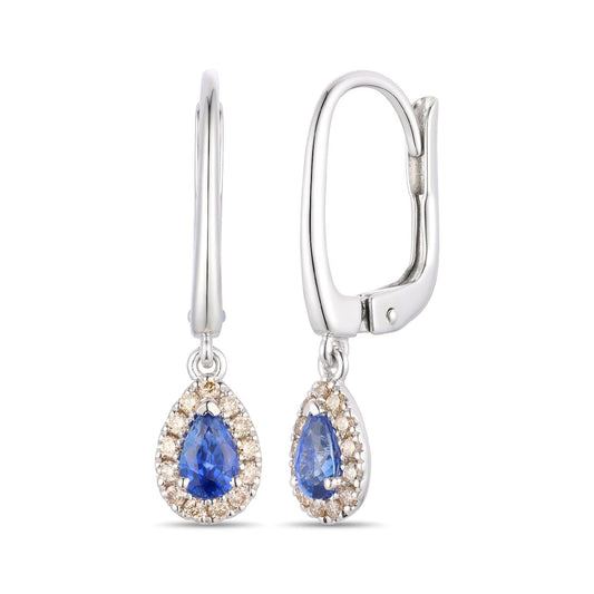 Maharaja Collection Blueberry Sapphire and Nude Diamond Earrings in 14K Vanilla Gold (0.66ctw)