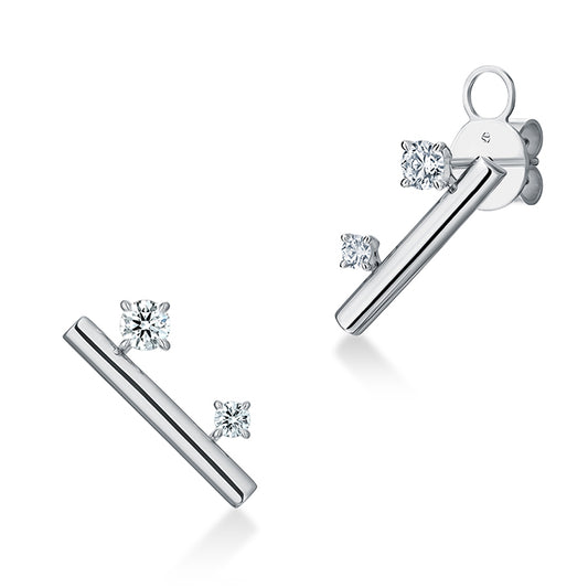 Maharaja Collection Barre Floating Diamond Climber Earrings in 18K White Gold (0.37ctw)