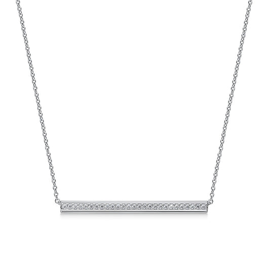 Maharaja Collection Barre Pave Diamond Pendant Necklace in 18K White Gold (0.22ctw)