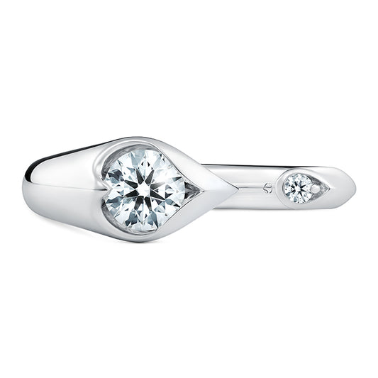 Maharaja Collection Open Droplet Ring with 0.54ctw Round Diamonds in 18K White Gold (0.54ctw)