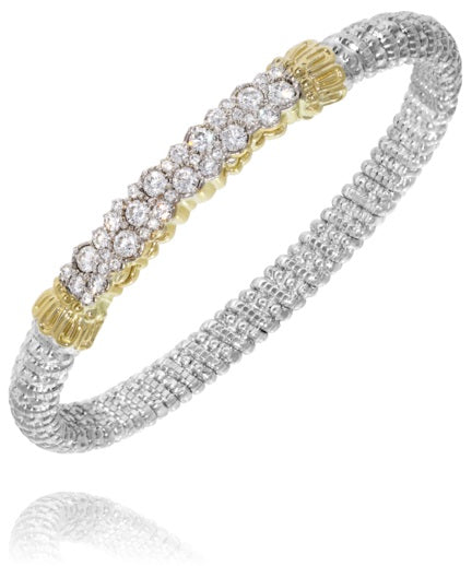 Maharaja Collection Round Diamond Closed Bracelet in Sterling Silver & 14K Yellow Gold (1.44ctw)