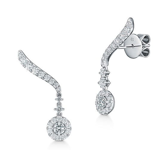Maharaja Collection Hearts on Fire Vela Drop Earrings with 0.87ctw Diamonds in 18K White Gold (0.87ctw)