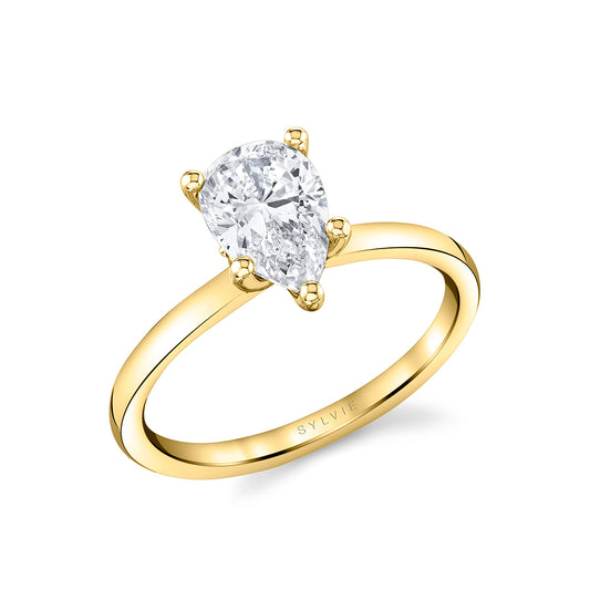 Maharaja Collection Pear Solitaire Engagement Ring with 2Ct Diamond in 14K Yellow Gold