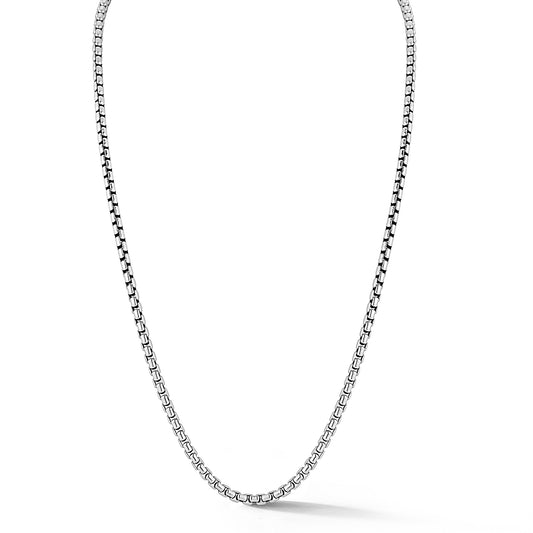 JAI Sterling Silver 3.7mm Box Chain Necklace, Size 18+2"L