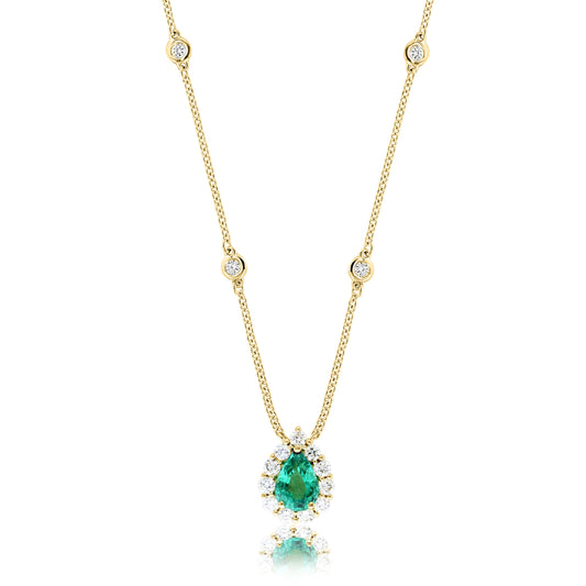 Maharaja Collection Emerald and Diamond Pendant Necklace in 18K Yellow Gold (1.04ctw)