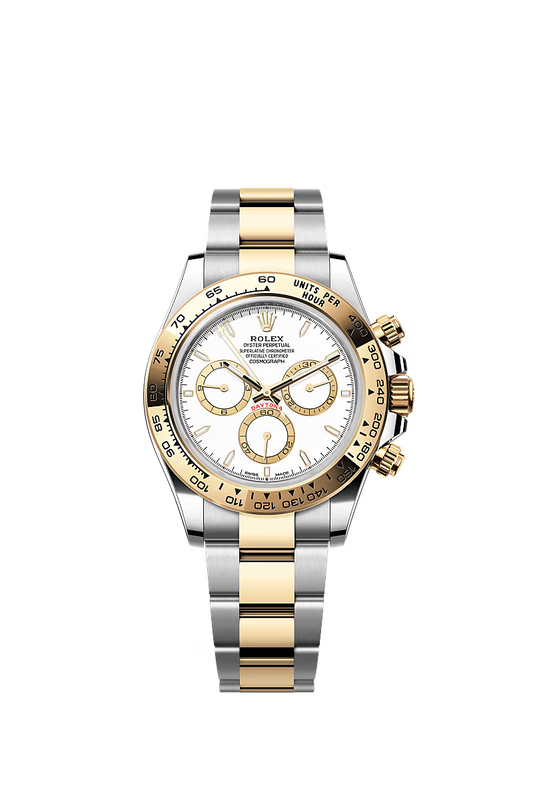 Maharaja Collection 40mm White Cosmograph Daytona Men's Watch with Yellow Gold Bezel in Stainless Steel