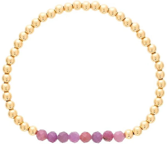 Maharaja Collection Round Ruby Bar Mini Bracelet in Gold Filled