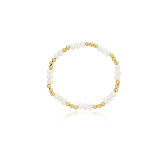 Maharaja Collection Alternating 6mm Pearl and Gold Filled Bead Bracelet in Gold Filled