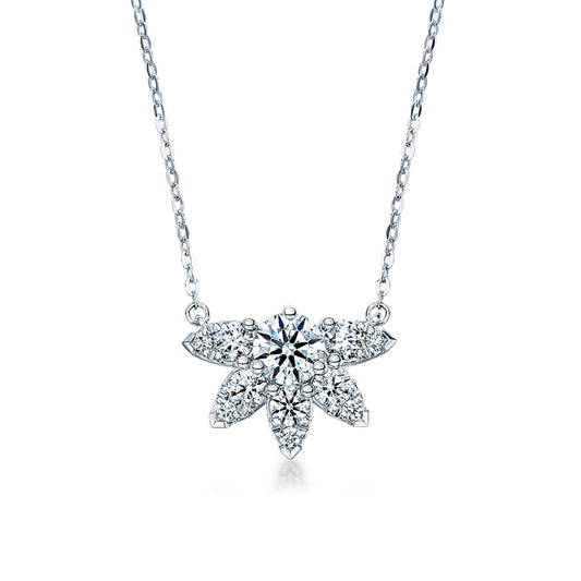 Maharaja Collection Aerial Sunburst Diamond Pendant Necklace in 18K White Gold (0.64ctw)