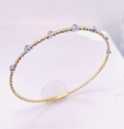 Maharaja Collection Round Diamond DOT Beaded Bangle Bracelet in 14K Yellow Gold (0.21ctw)