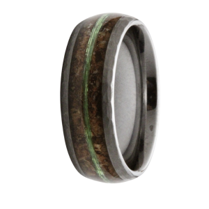Maharaja Collection Hammered Tungsten Band with Inlay and Neon Green Fishing Line Size 10 in Tungsten