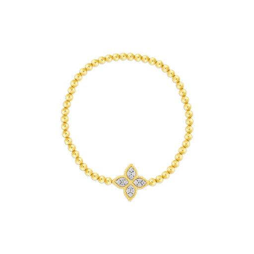 Maharaja Collection Princess Flower Diamond Stretch Bracelet in 18K Yellow and White Gold (0.17ctw)