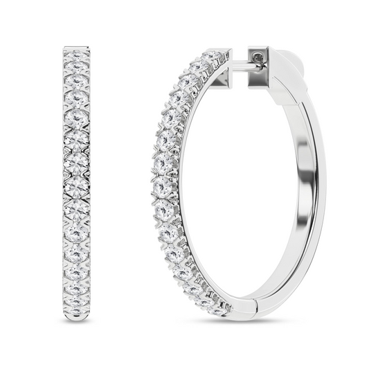 Maharaja Collection Medium Hoop Diamond Earrings in 14K White Gold (0.5ctw)