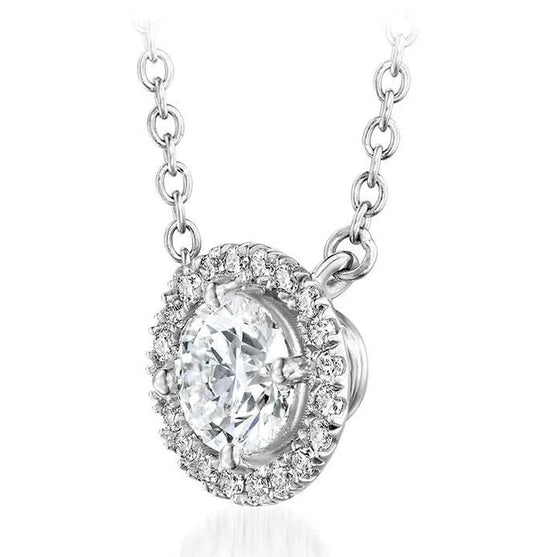 Maharaja Collection Timeless Hidden Halo Diamond Pendant Necklace with 0.502CT Center Stone Diamond in 18K White Gold (0.54ct)