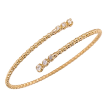 Maharaja Collection Heera Moti Diamond Beaded Bangle Bracelet in 14K Yellow Gold (0.32ctw)