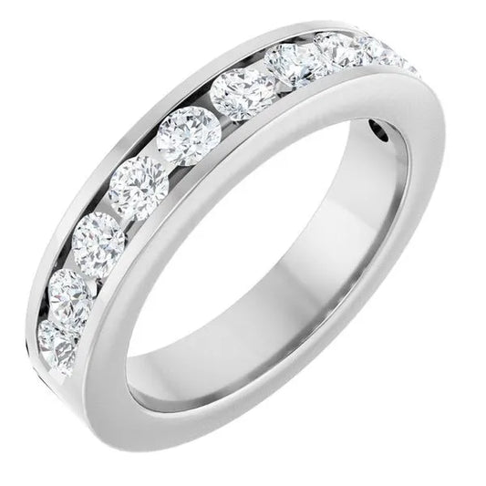 Maharaja Collection Eleven Diamond Round Channel Set Band in 14K White Gold (1.00ctw)