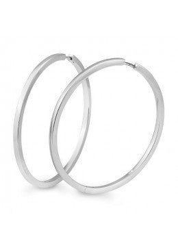 Maharaja Collection 2 Inch Hoop Earrings in 14K White Gold