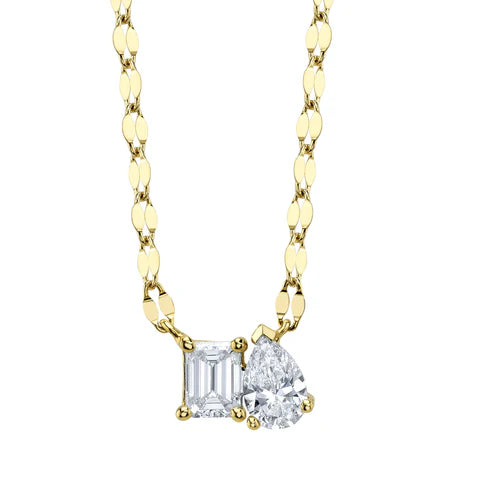 Maharaja Collection Diamond Emerald Pear Sparkle Chain Necklace in 14K Yellow Gold (0.42ctw)
