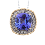 Maharaja Collection Round Tanzanite and Diamond Pendant Necklace in 14K Yellow Gold (3.08ctw)