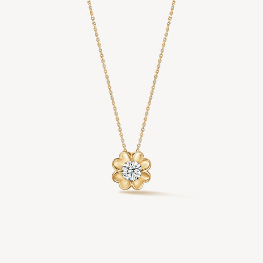 Maharaja Collection Whimsical Clover Diamond Pendant Necklace in 18K Yellow Gold (0.270ctw)