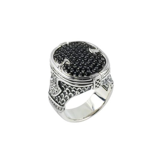 Maharaja Collection Black Spinel Ring in Sterling Silver