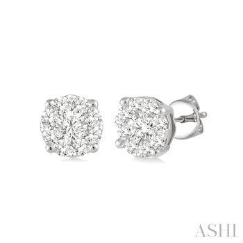 Maharaja Collection Lovebright Round Diamond Stud Earrings in 14K White Gold (0.25ctw)
