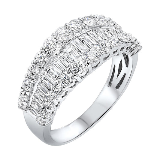 Maharaja Collection Round Diamond Shared Prong Ring in 14K White Gold (1ctw)