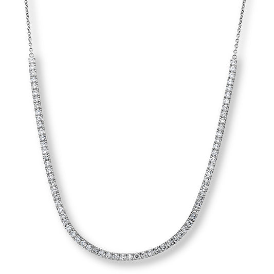 Maharaja Collection Round Diamond Half Line Necklace in 18K White Gold (1.94tdw)
