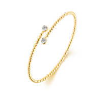 Maharaja Collection Round Diamond Beaded Bangle Bracelet in 14K Yellow Gold (0.25ctw)