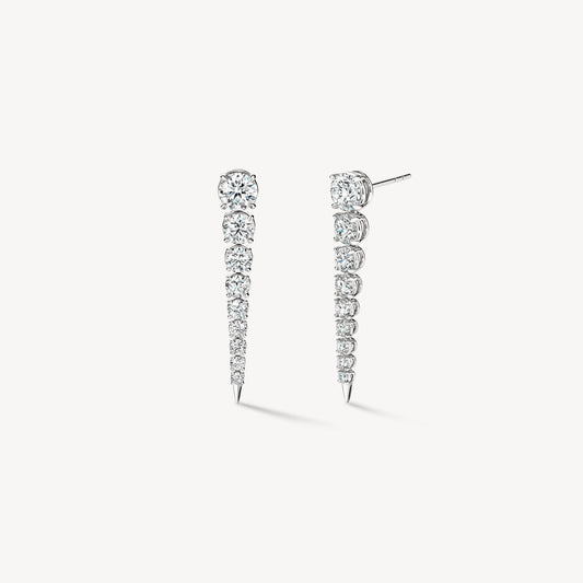 Maharaja Collection Icicle Diamond Drop Earrings with 3.46ctw Diamonds GH/VS in 18K White Gold (3.46ctw)