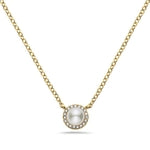 Maharaja Collection Round Diamond and Pearl Necklace in 14K Yellow Gold (0.24ctw)