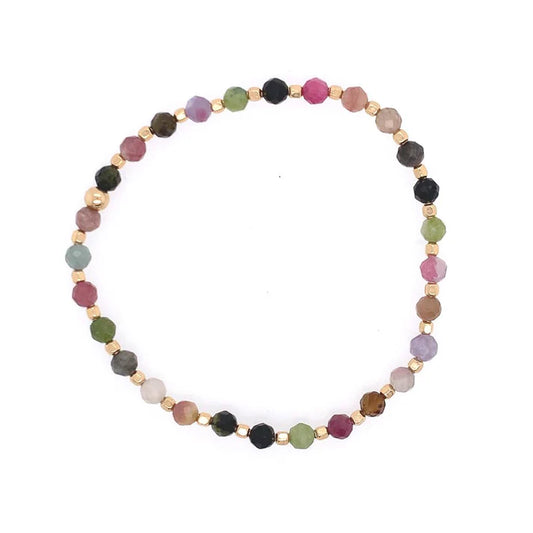 Maharaja Collection Round TOURMALINE and Gold Filled Bead Bracelet in 14K Gold Filled
