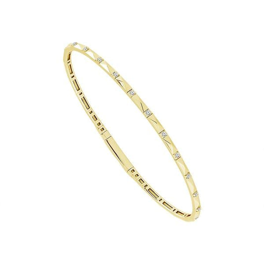 Maharaja Collection Flexie Lady's Diamond Bangle Bracelet with 13 Diamonds in 14K Yellow Gold (0.16ctw)