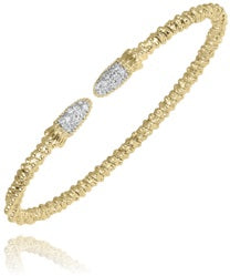 Maharaja Collection Open Bangle Bracelet with 0.18ctw Diamond in 14K Yellow Gold (0.18ctw)