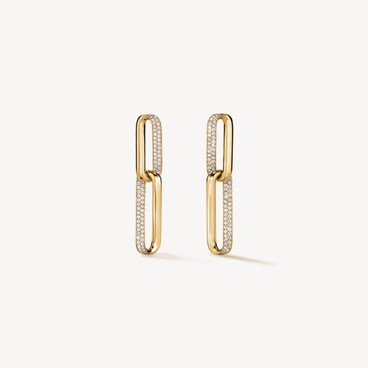 Maharaja Collection Inside/Out Diamond Link Earrings with 0.85ctw Diamonds in 18K Yellow Gold (0.85ctw)