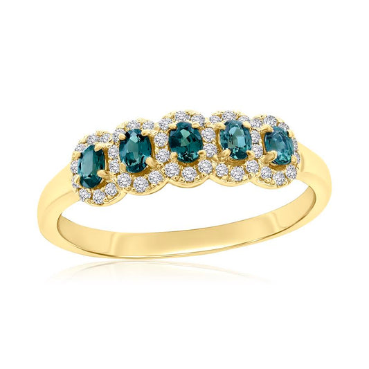 Maharaja Collection Round Alexandrite Diamond Band in 18K Yellow Gold (0.5ctw)